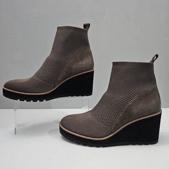 Eileen Fisher Quill Ankle Boot Womens 11 Rye Brown Knit Platform Wedge NEW - Picture 2 of 13